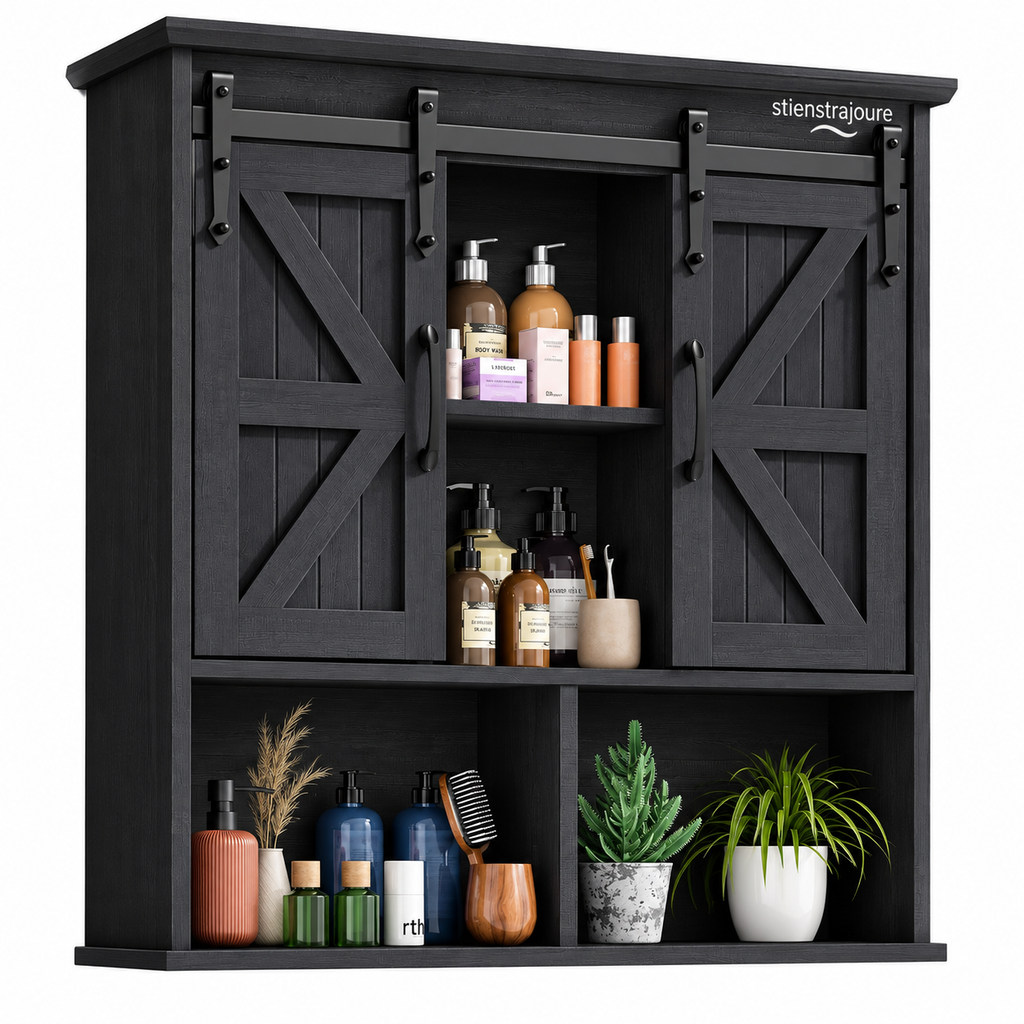 stienstrajoure Wall-Mounted Bathroom Storage Cabinet with Double Sliding Doors