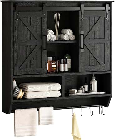 stienstrajoure Wall-Mounted Bathroom Storage Cabinet with Double Sliding Doors