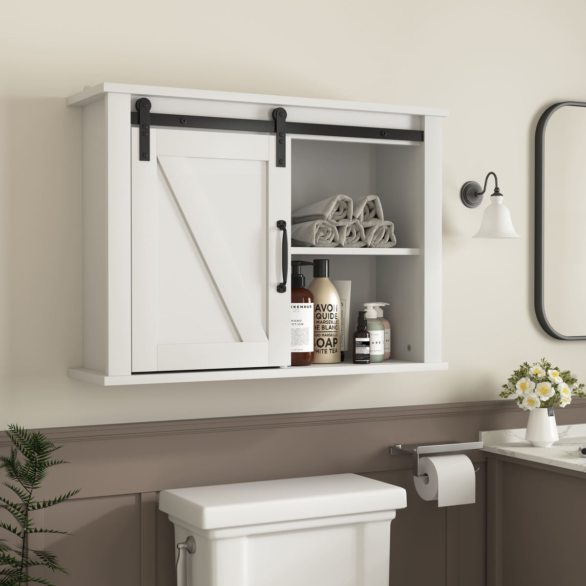 stienstrajoure Wall-Mounted Bathroom Storage Cabinet with Sliding Door
